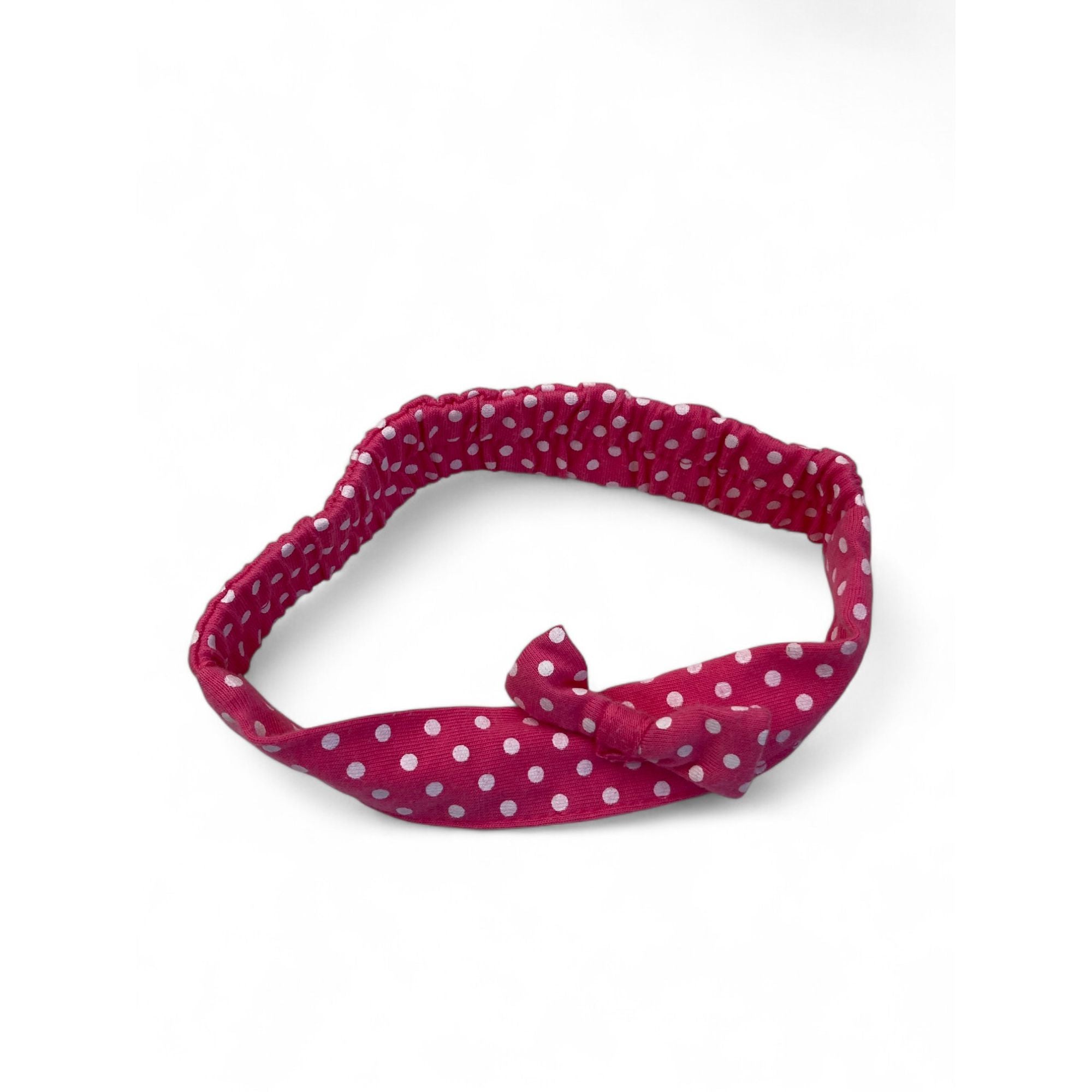 3-6M Cerise Pink & White Dotted Bow Headband