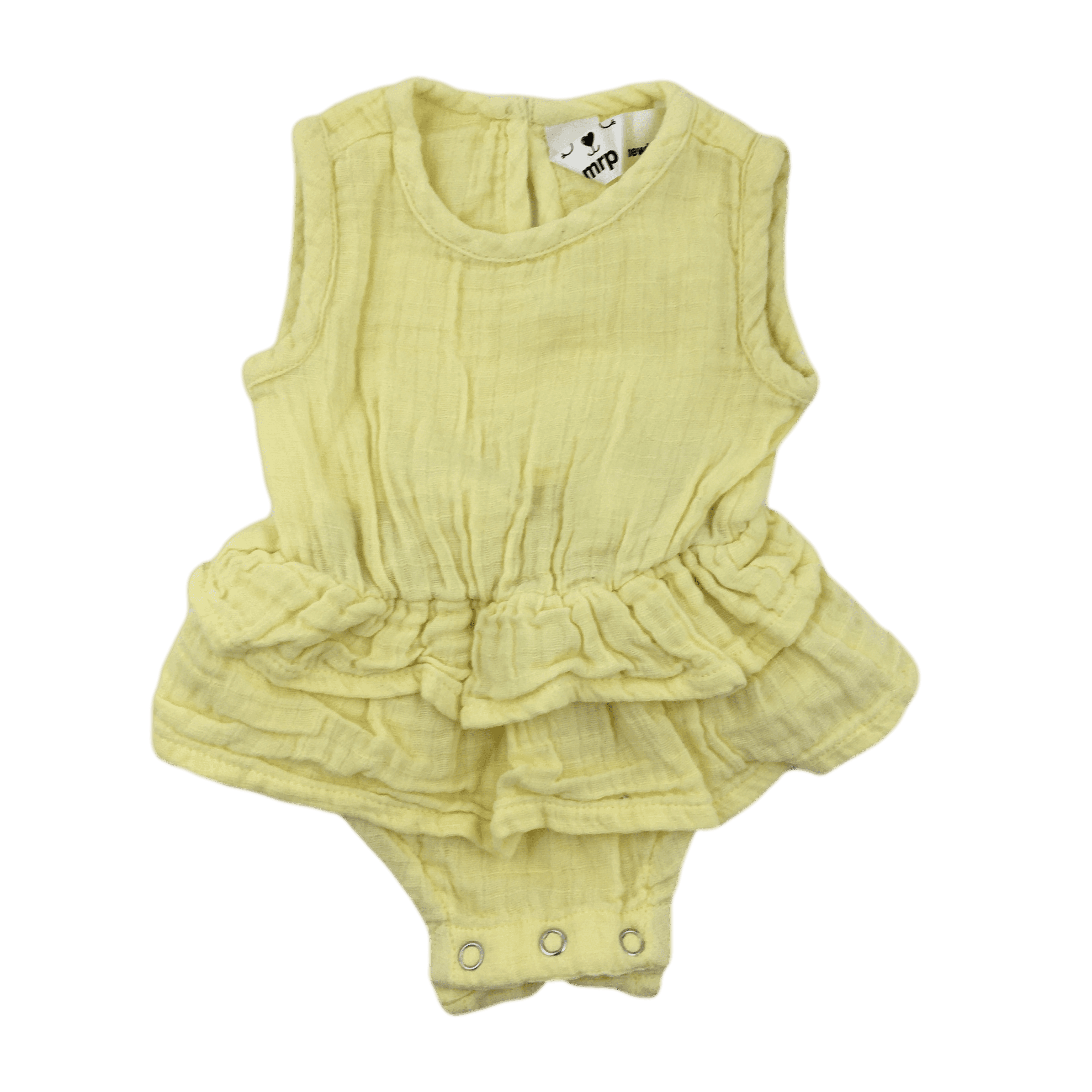 Newborn Lemon Yellow Cotton Gauze Frill Romper - Mr Price