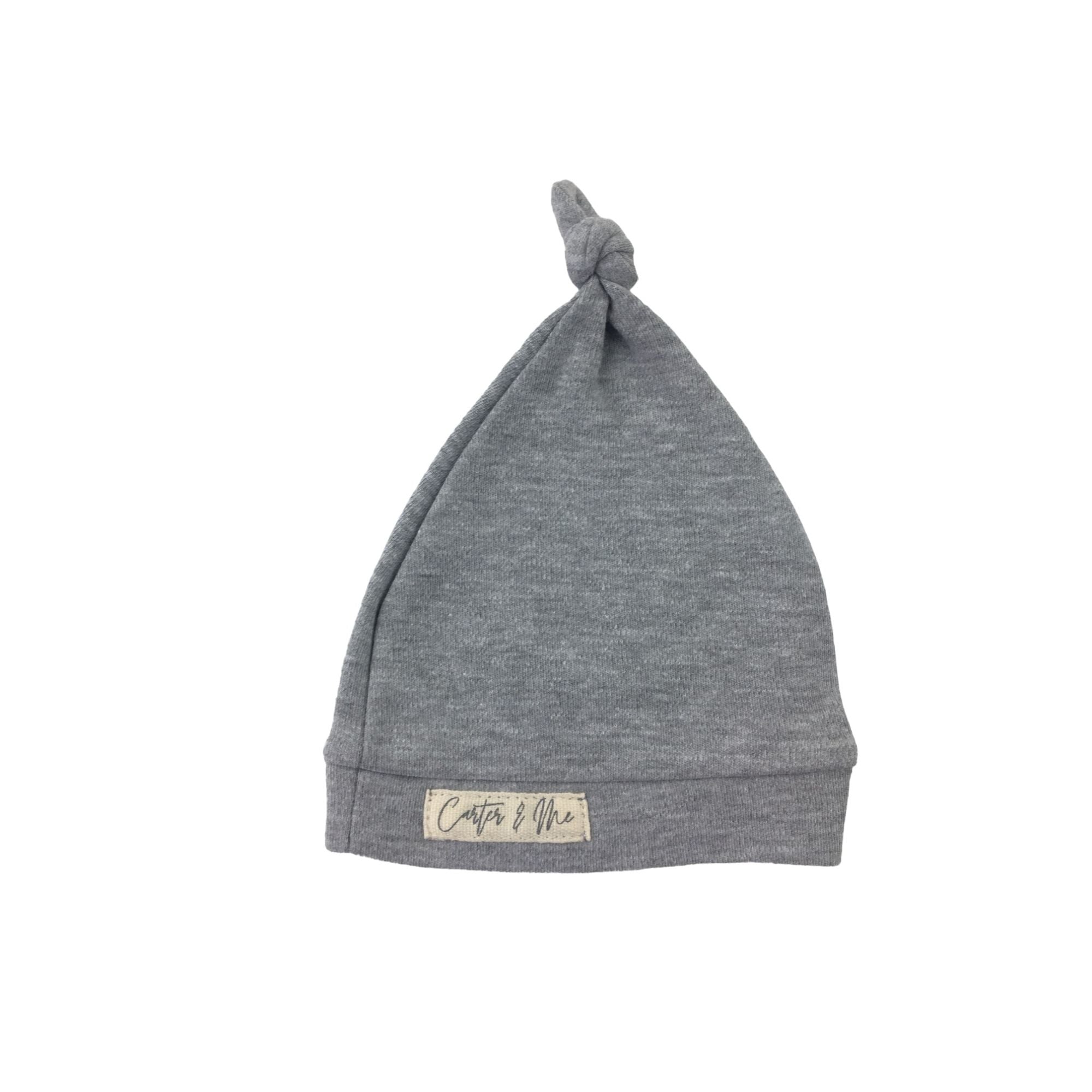 0-3M Grey Melange Knot Beanie - Carter & Me