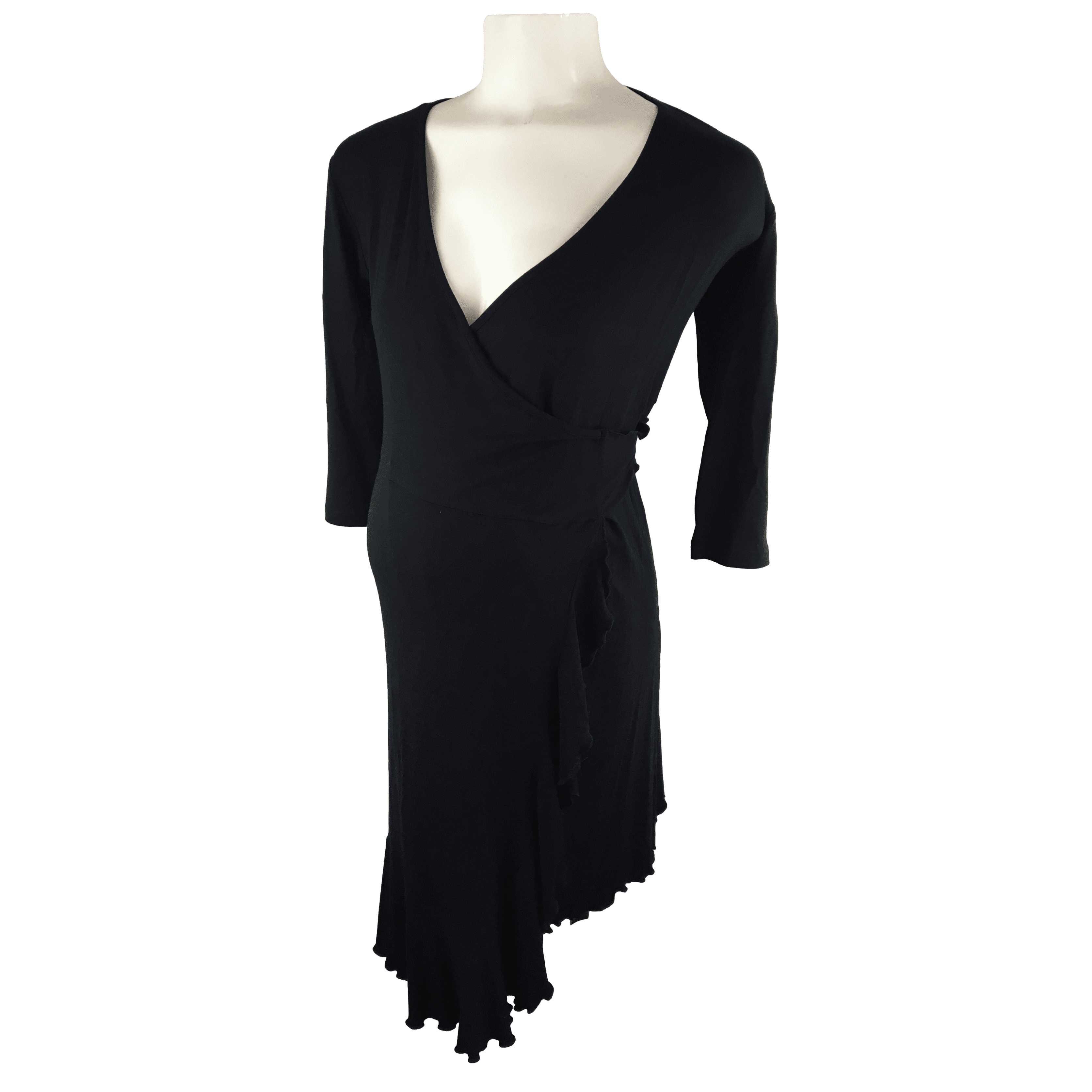 Size S - Black Maternity Frill Wrap Dress - Meamama