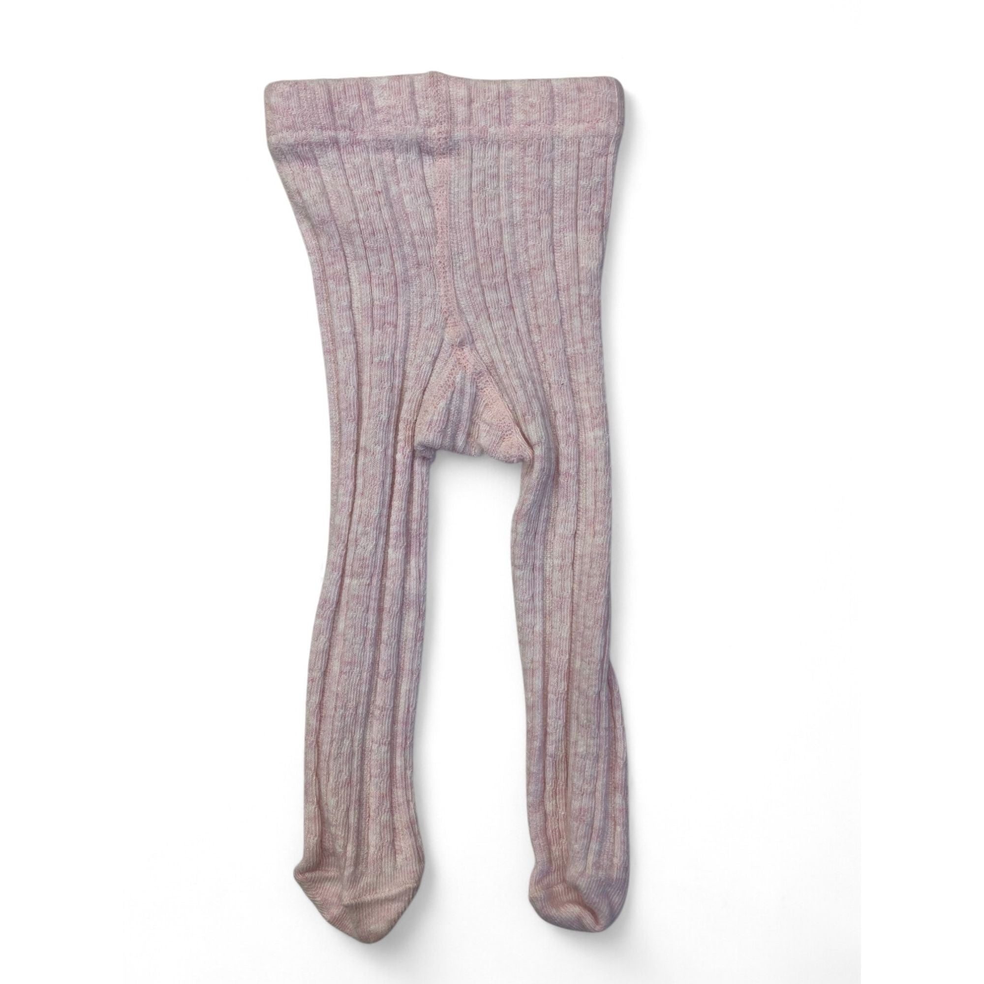 0-3M Light Pink Melange Ribbed Knit Stockings - Next