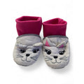 0-6M Grey & Pink Cat Non Slip Booties - Real