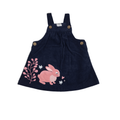 0-3M Navy & Pink Bunny Detail Corduroy Dungaree Dress - Clicks