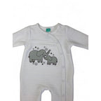 Tiny Baby - White Ribbed Elephant Snap Onesie - Ackermans