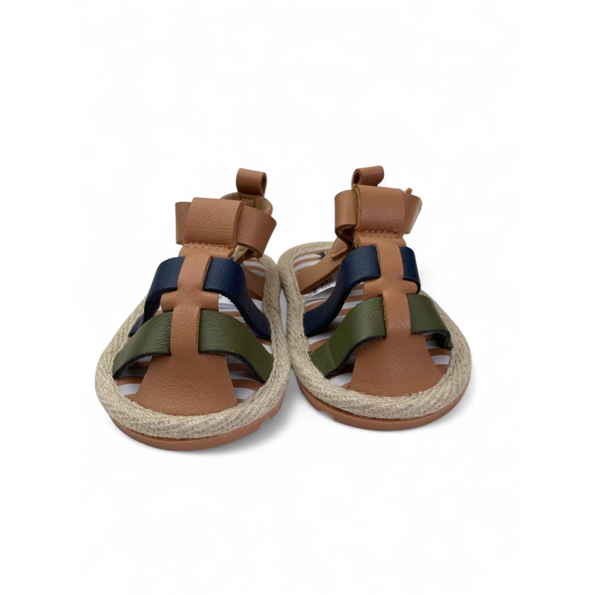 Size 2 - Tan, Blue & Green Pleather Sandals - Woolworths
