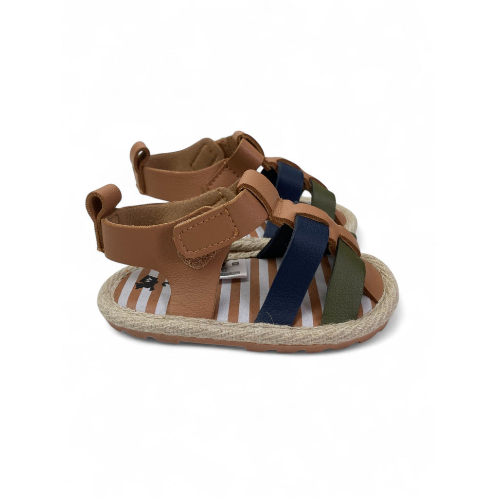 Size 2 - Tan, Blue & Green Pleather Sandals - Woolworths