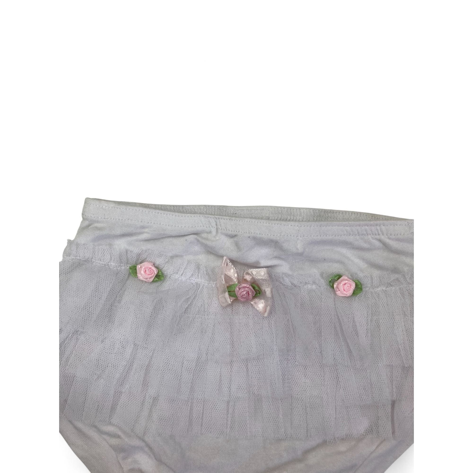3-6M White Ruffled Tulle Back Bloomer - Petite Pia