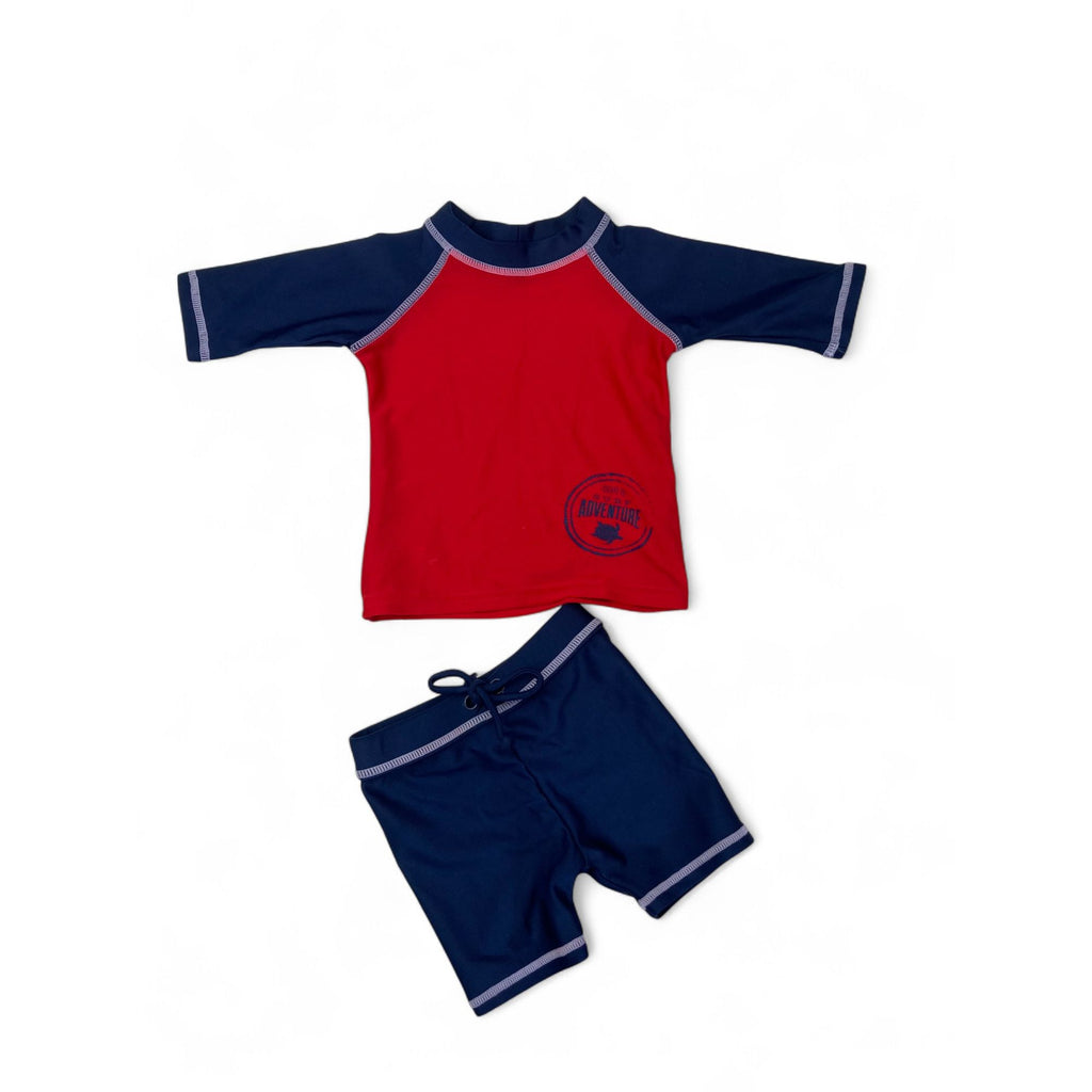 1-3M Red & Navy Blue Swim Rash Vest & Shorts - Woolworths