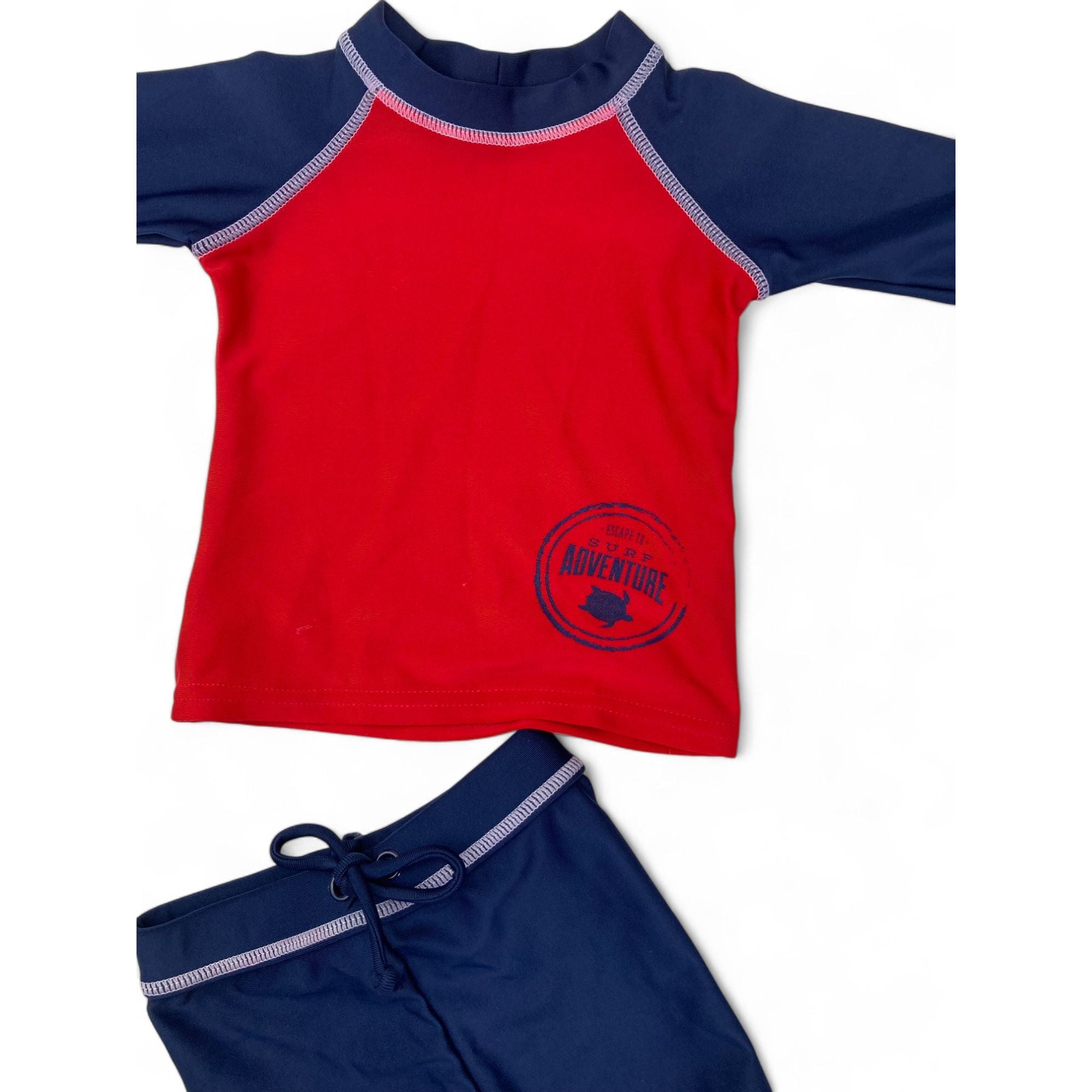 1-3M Red & Navy Blue Swim Rash Vest & Shorts - Woolworths