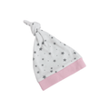 0-12M White, Pink & Grey Star Adjustable Knot Beanie