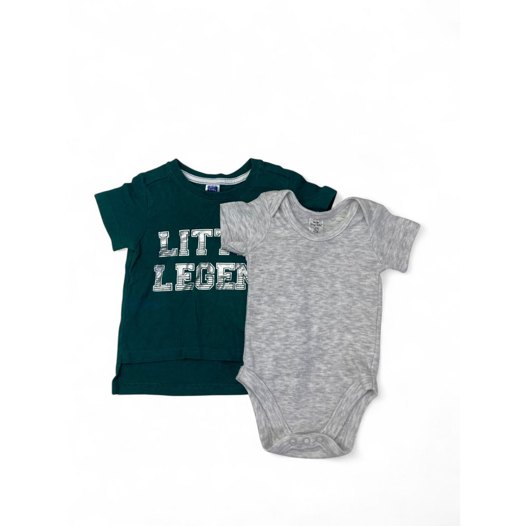 0-6M Green T Shirt & Grey Bodysuit - Ackermans, Tiny Tots