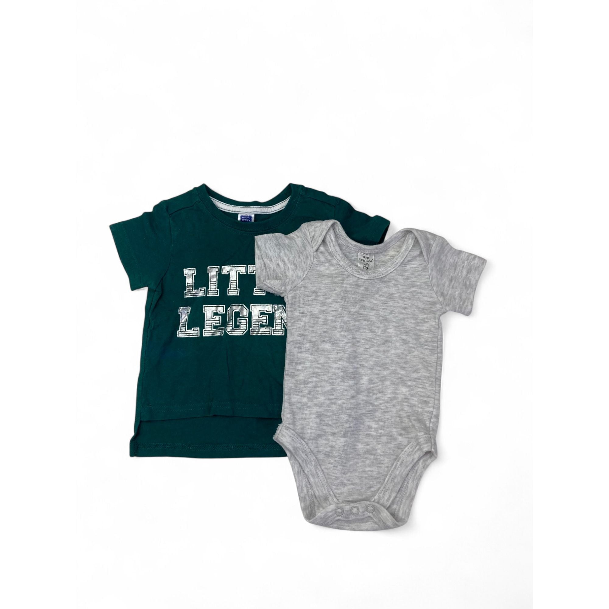 0-6M Green T Shirt & Grey Bodysuit - Ackermans, Tiny Tots