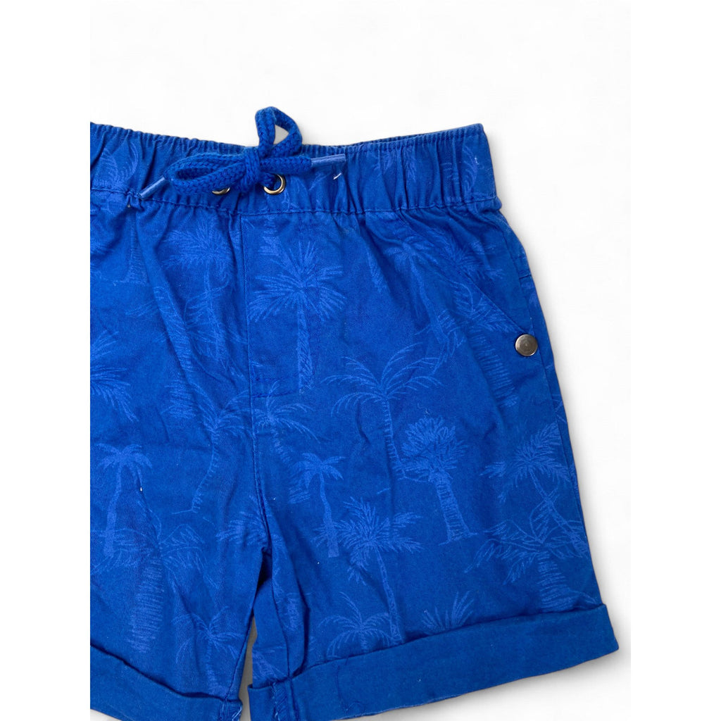 3-6M Blue Palm Tree Shorts - Cuddlesome