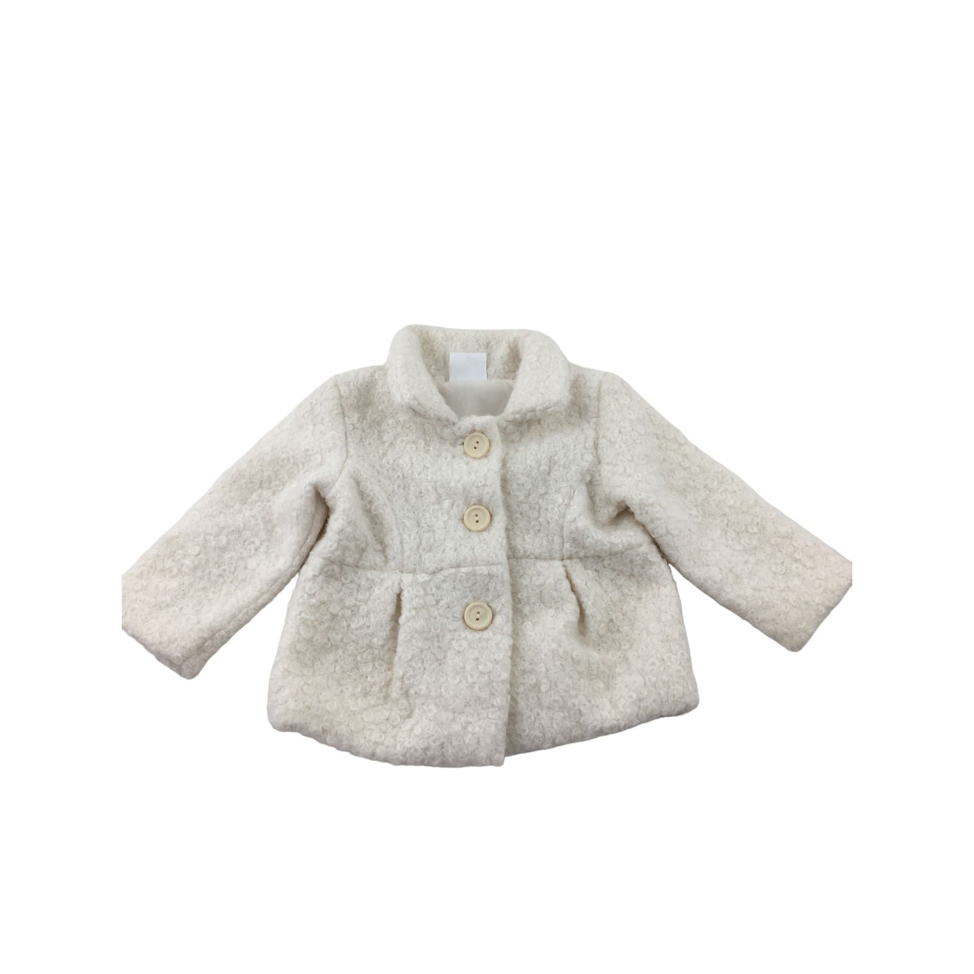 3-6M Cream Faux Sheepwool Button Jacket - Exact