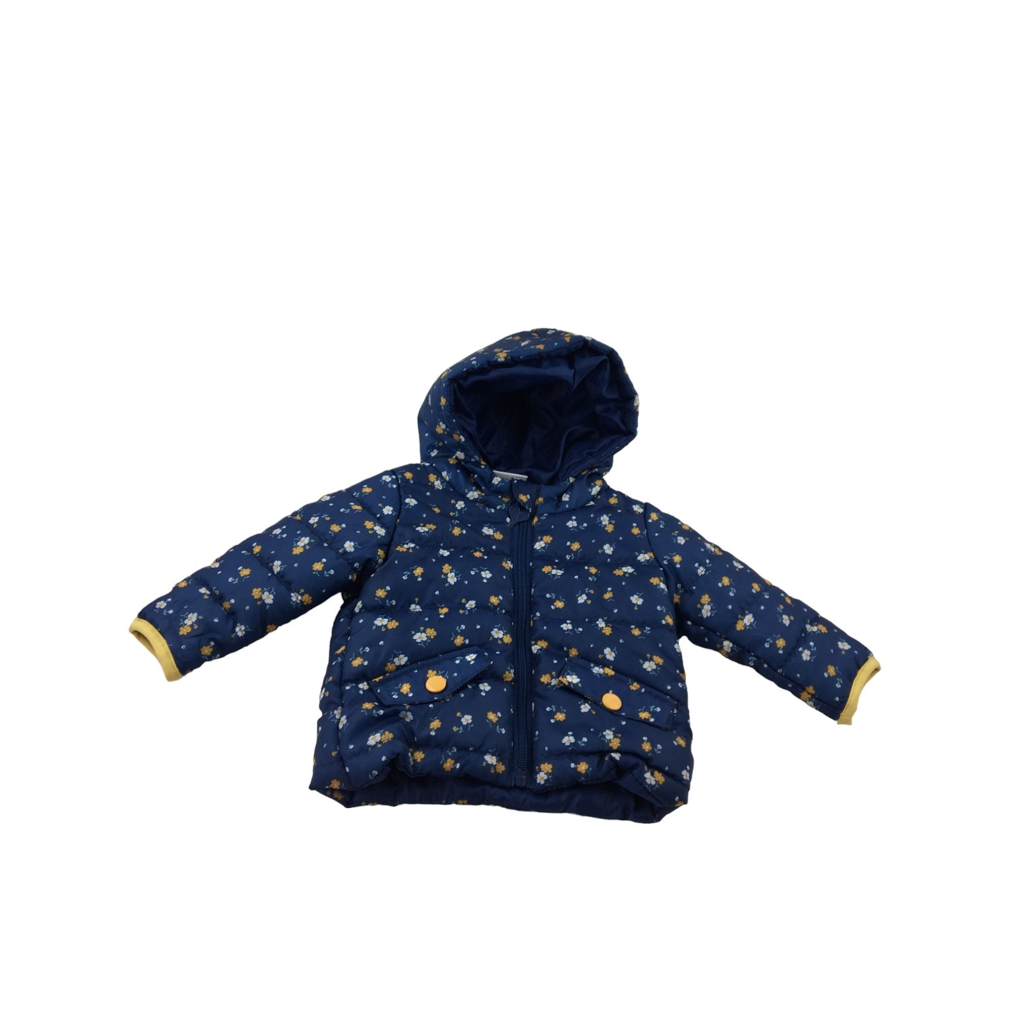 3-6M Dark Blue & Yellow Floral Rainjacket - Exact