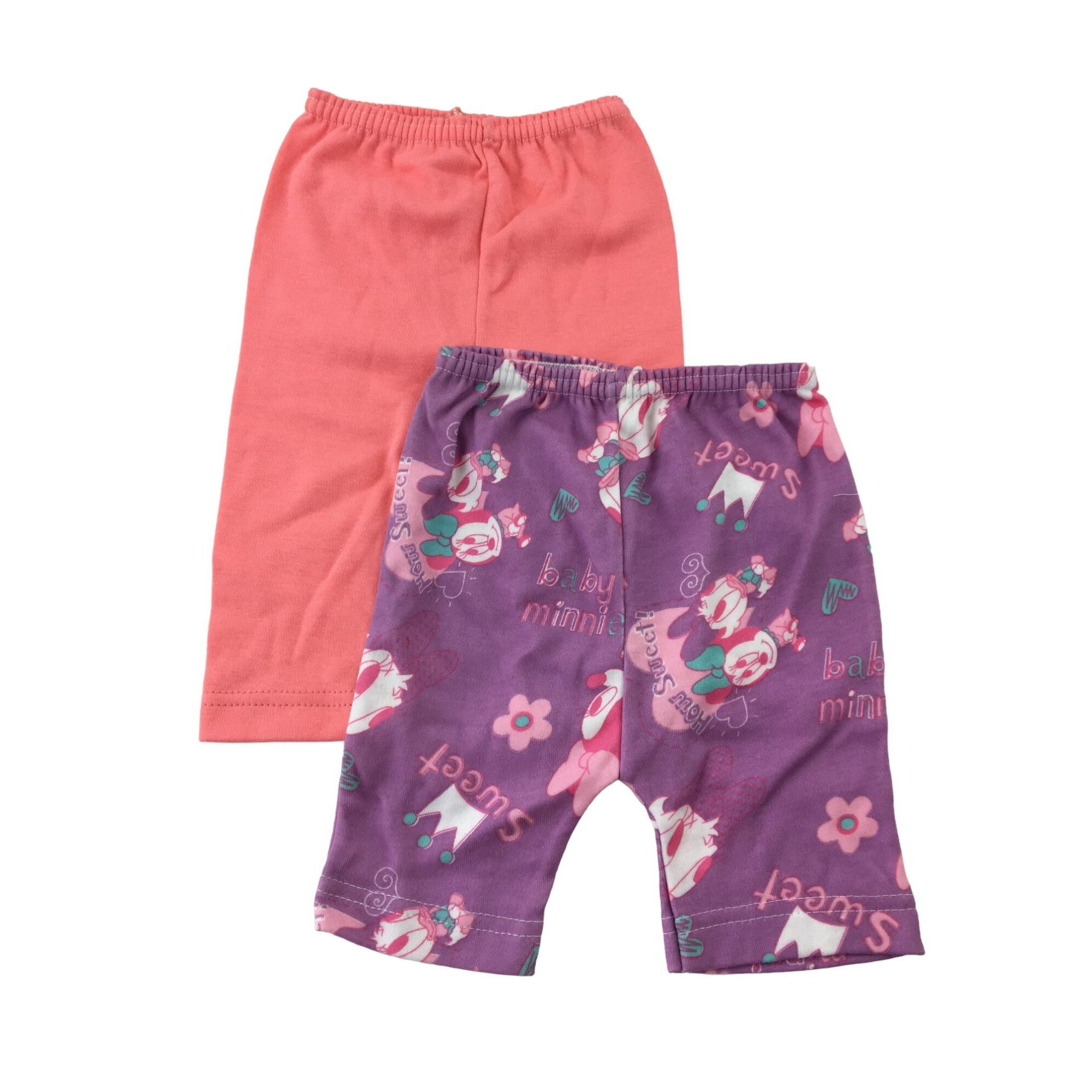 3-6M Lilac & Coral Short Leggings