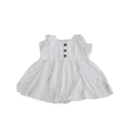 0-3M White Textured Rayon Button Front Dress - OneTwoThree