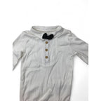 US 6-9M Cream Bow Half Button Shirt Bodysuit - H&M