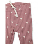 US 1-2M Pink & White Heard Ribbed Leggings - H&M