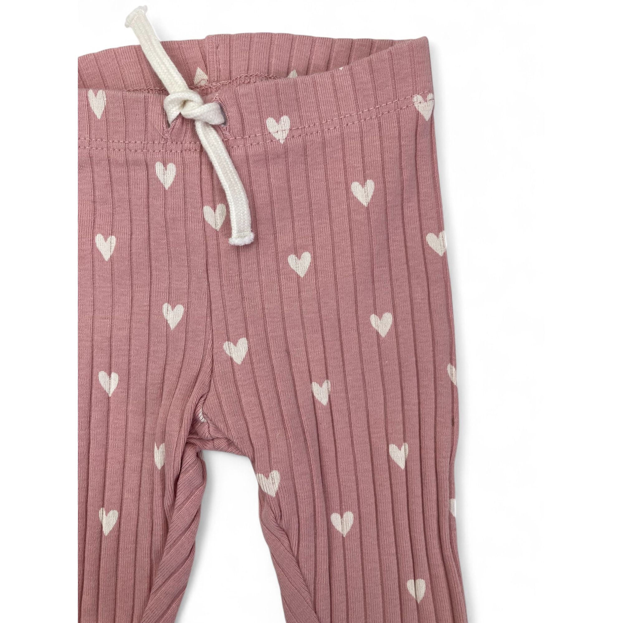 US 1-2M Pink & White Heard Ribbed Leggings - H&M
