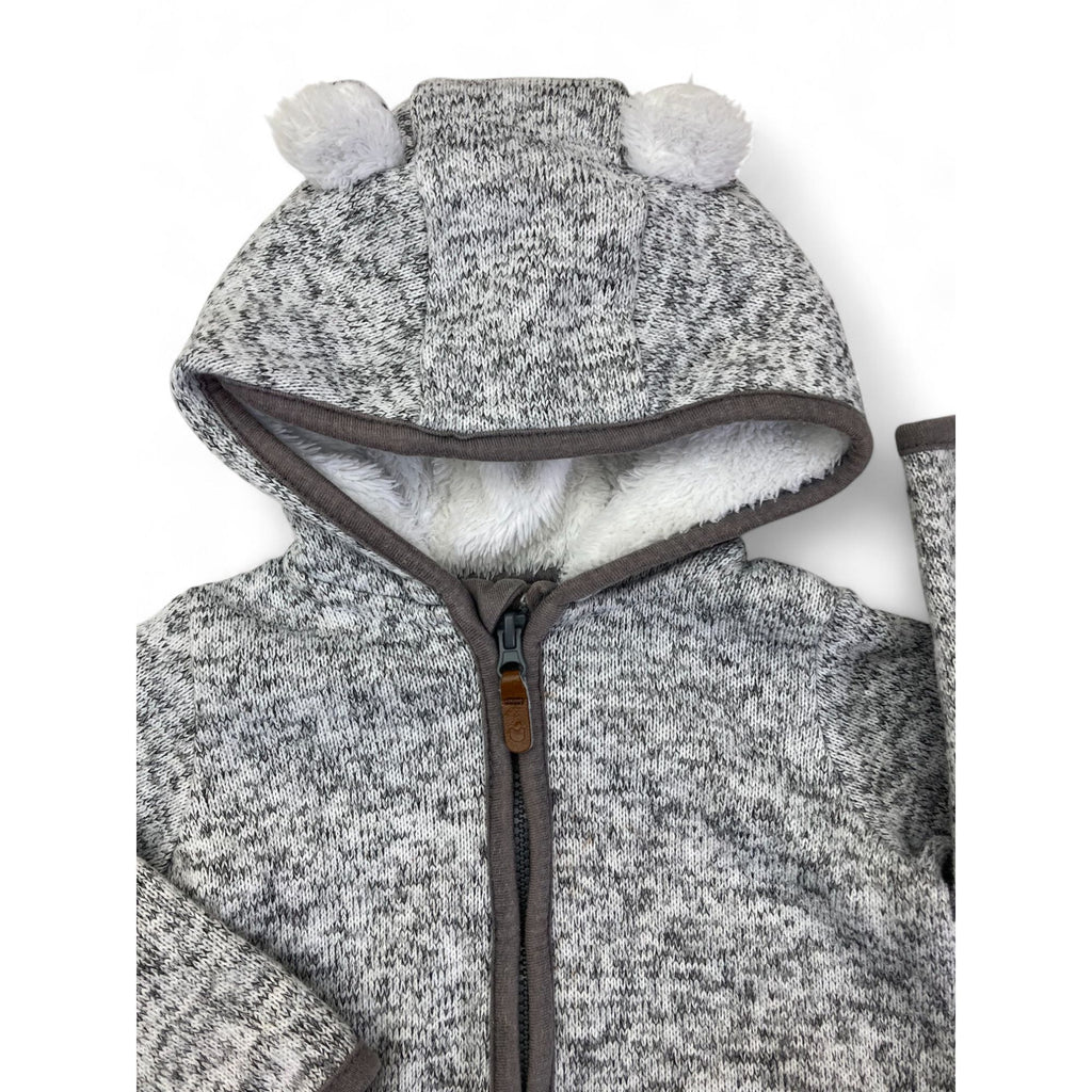 US 4-6M Grey Melange Knit Zip Hoodie - H&M