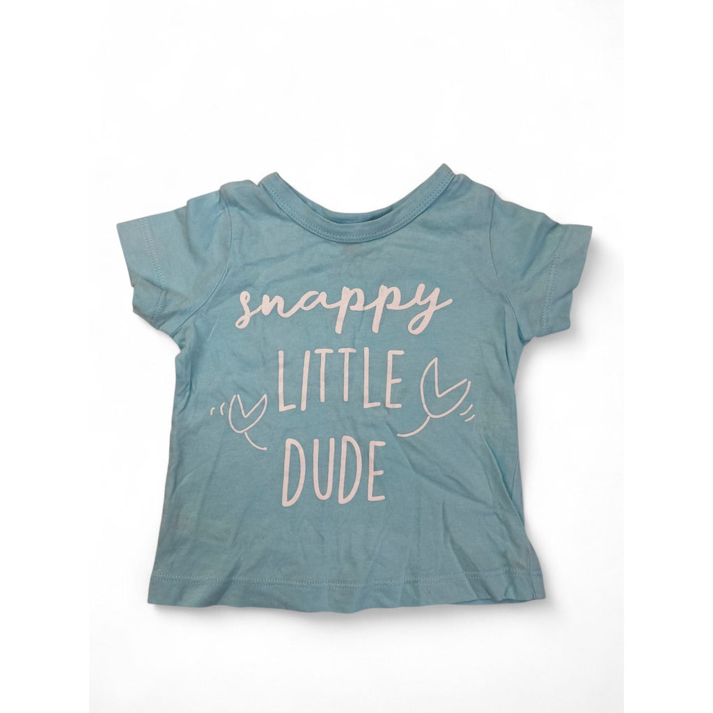 3-6M Light Blue & White "Snappy Little Dude" Crab T Shirt - Woolworths