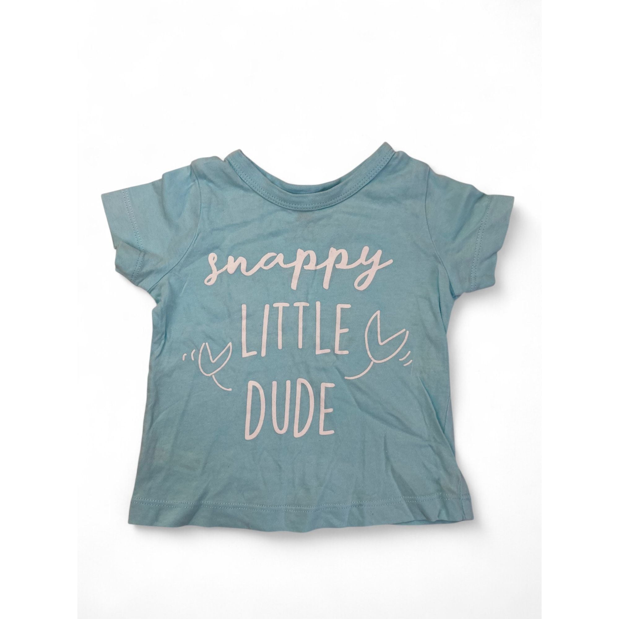 3-6M Light Blue & White "Snappy Little Dude" Crab T Shirt - Woolworths