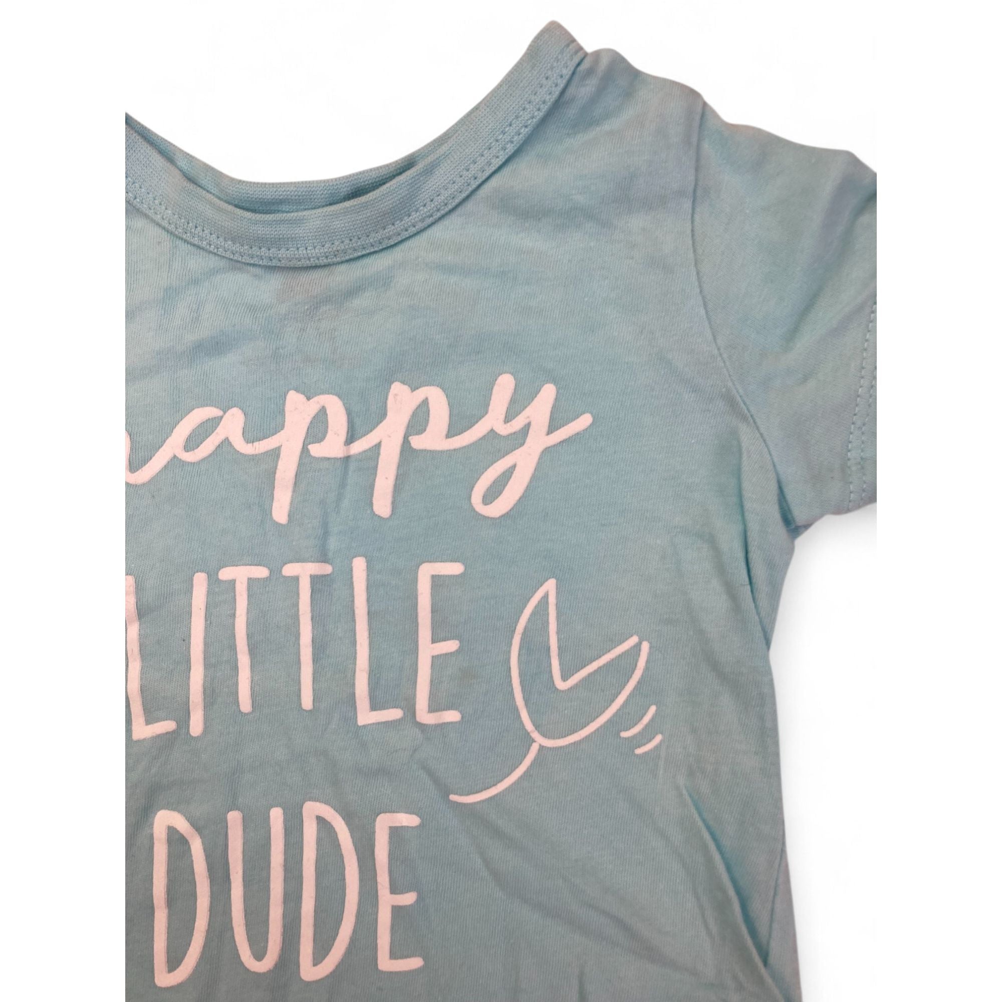 3-6M Light Blue & White "Snappy Little Dude" Crab T Shirt - Woolworths