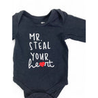 Newborn Black Long Sleeve "Mr Steal You Heart" Bodysuit - Woolworths