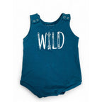 3-6M Teal & White "Wild" Sleeveless Romper