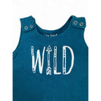 3-6M Teal & White "Wild" Sleeveless Romper