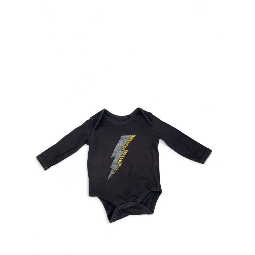 0-3M Grey Lightning Bolt Long Sleeve Bodysuit - Cotton On