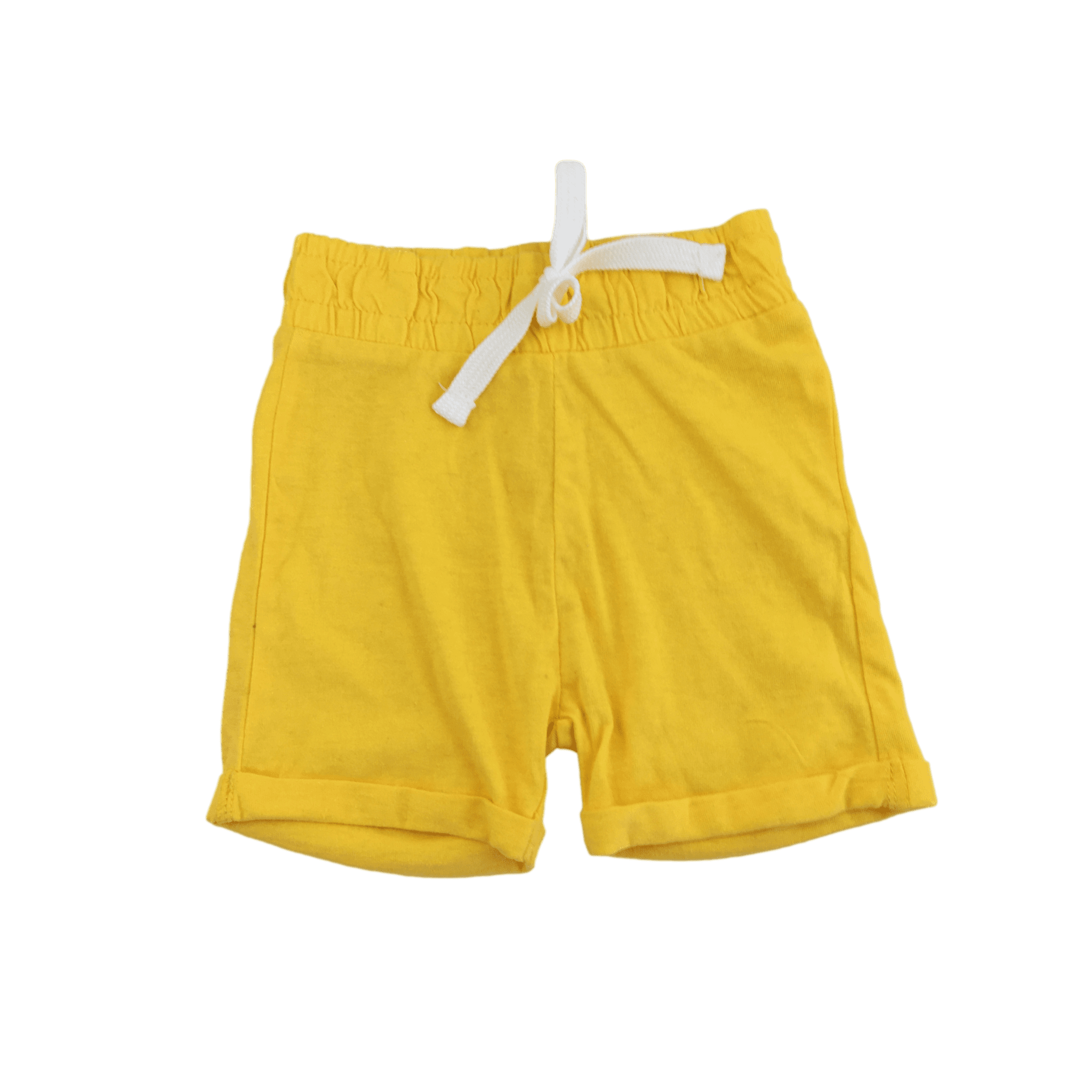 0-3M Yellow Cotton Elastic Waist Shorts - OneTwoThree