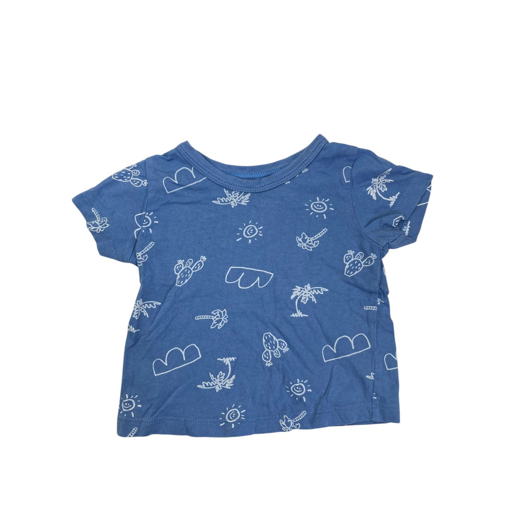 3-6M Light Blue & White Summer Icon T Shirt - Woolworths