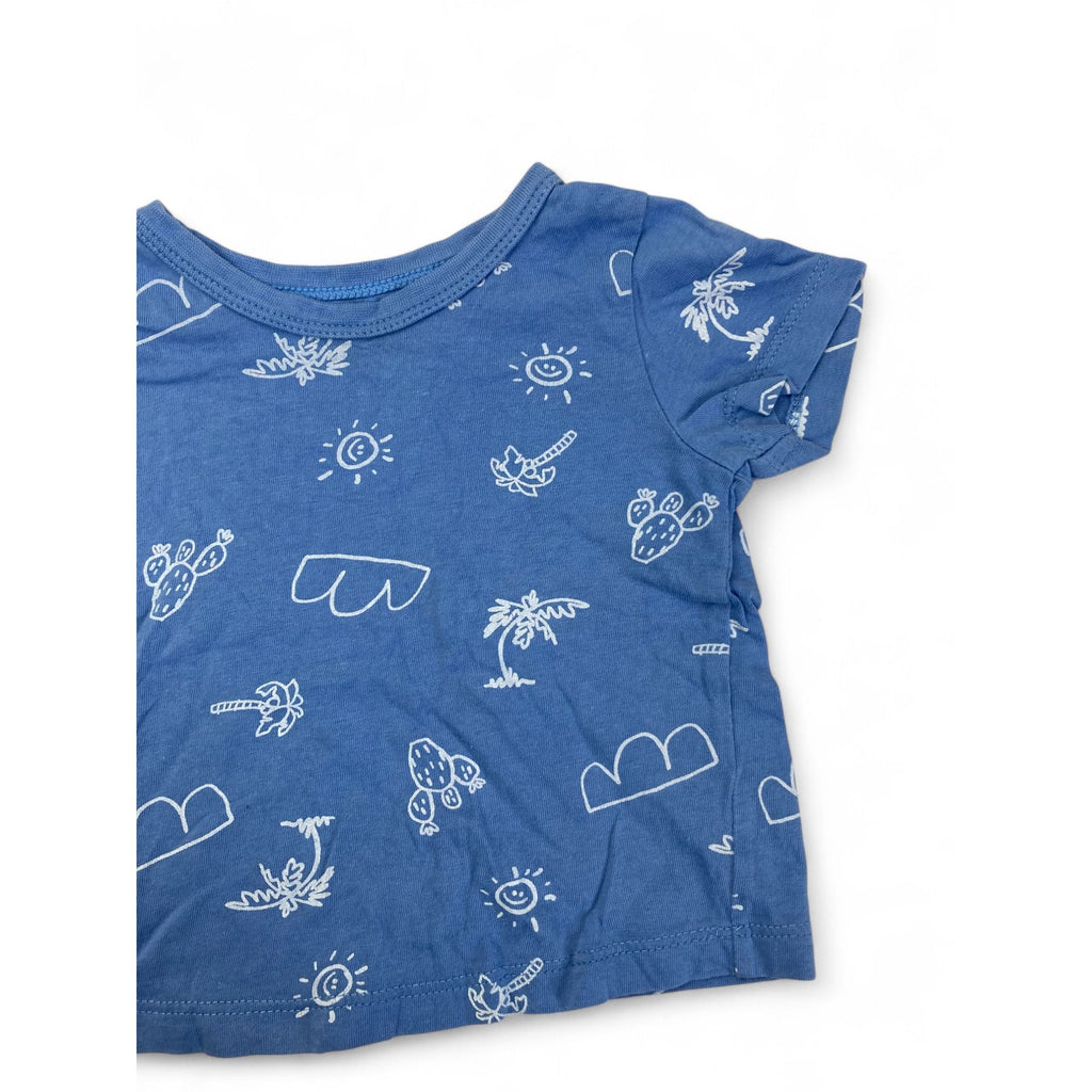 3-6M Light Blue & White Summer Icon T Shirt - Woolworths