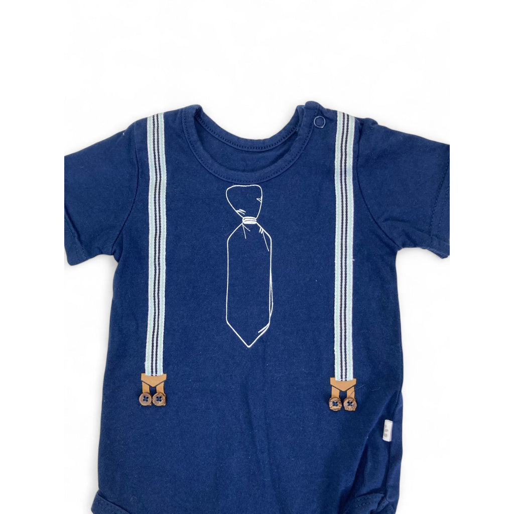 3-6M Navy Blue Suspender Printed Bodysuit - Woolworths