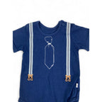 3-6M Navy Blue Suspender Printed Bodysuit - Woolworths