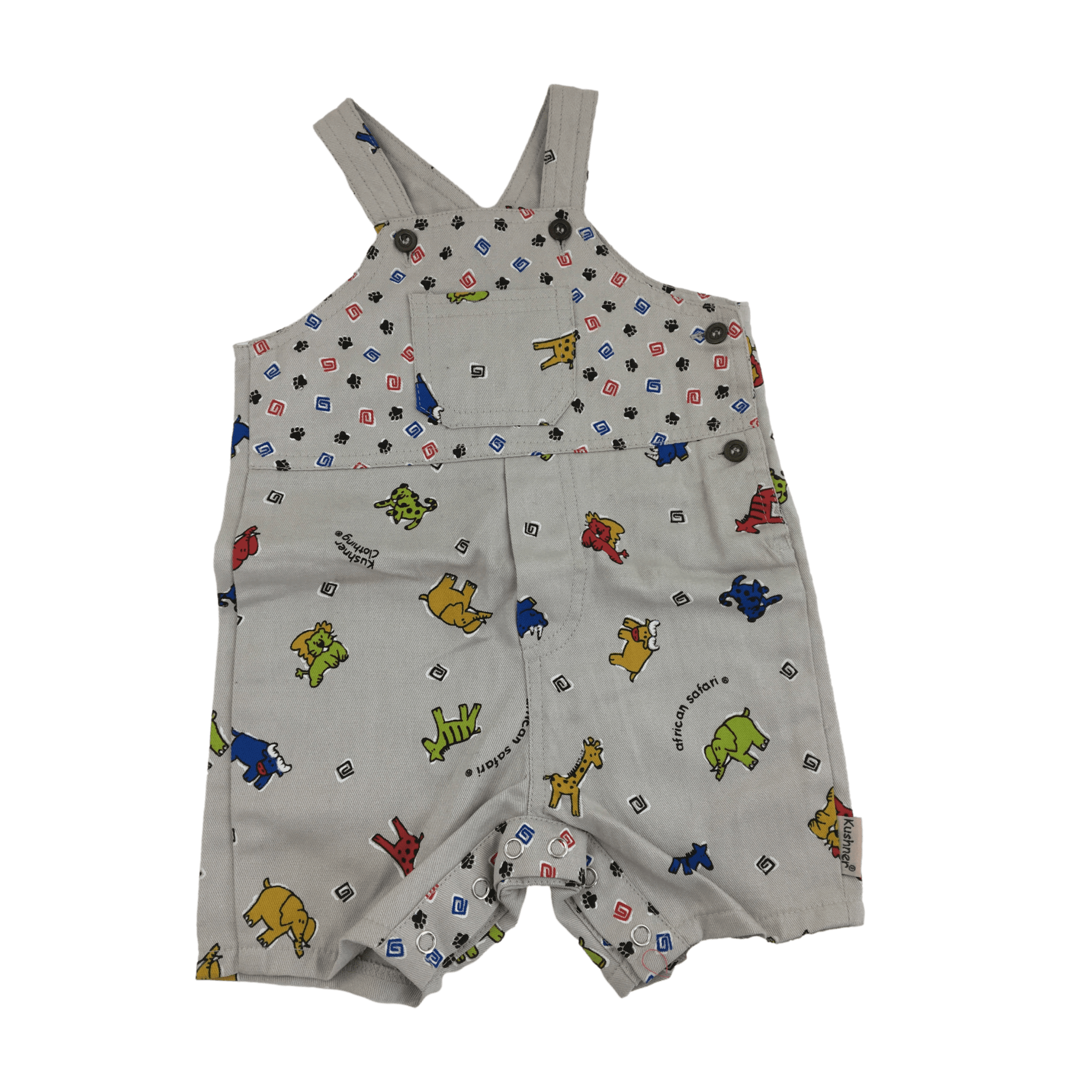 *NEW* 1-3M Stone Cotton Animal Dungaree - African Safari