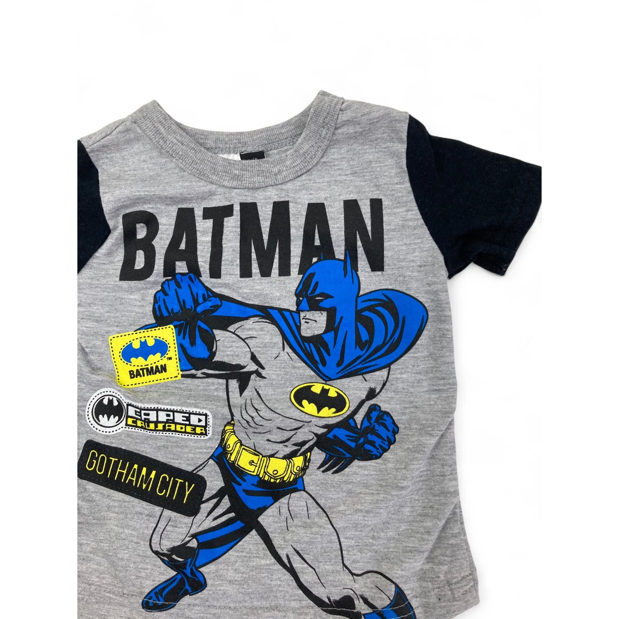 0-3M Grey & Blue Batman T Shirt - Real