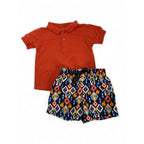 3-6M Orange Golfer & Printed Boardshorts - Cuddlesome