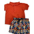 3-6M Orange Golfer & Printed Boardshorts - Cuddlesome