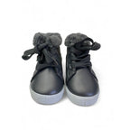 Size 4 - Grey & Silver Starry Fleece Cuffed Hi Top Sneaker - Tip Toes