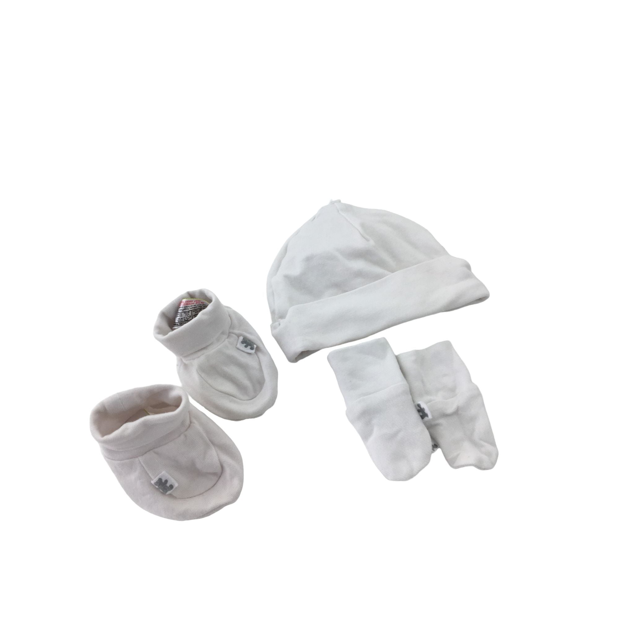 NB White Beanie, Booties & Mittens - Woolworths