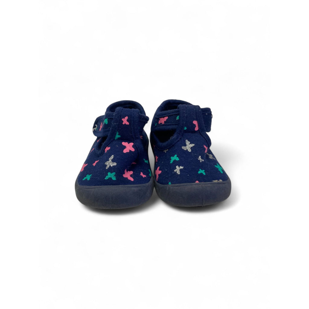 Size 2 - Navy Blue Butterfly Mary Jane Slip On - Tip Toes