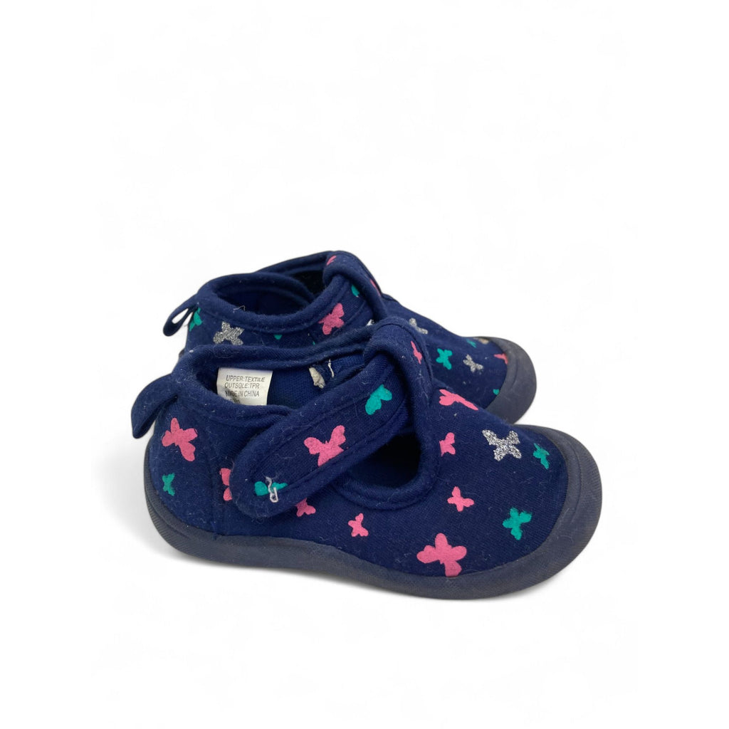 Size 2 - Navy Blue Butterfly Mary Jane Slip On - Tip Toes
