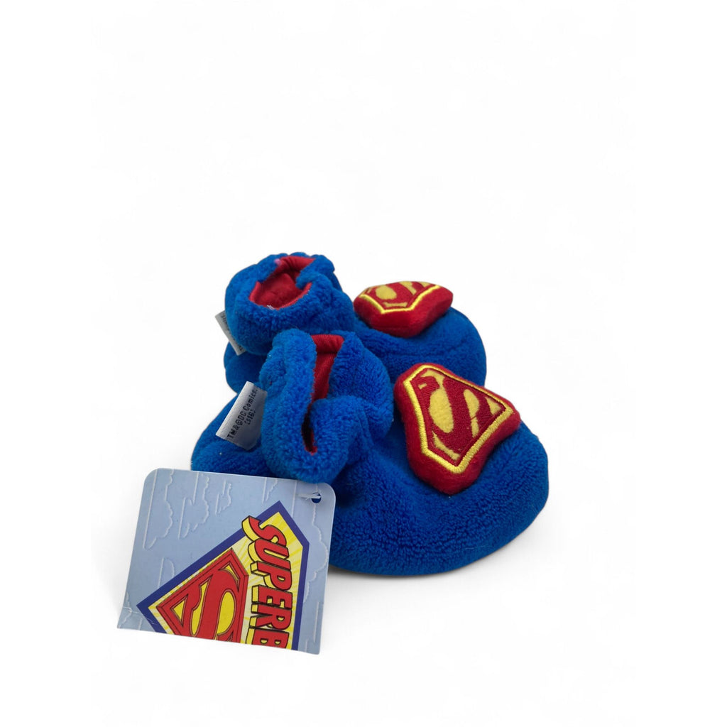 0-3M Blue Superman Fleece Slippers - Real