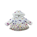 0-3M White Fleece Lined Floral Puffer Jacket - OneTwoThree