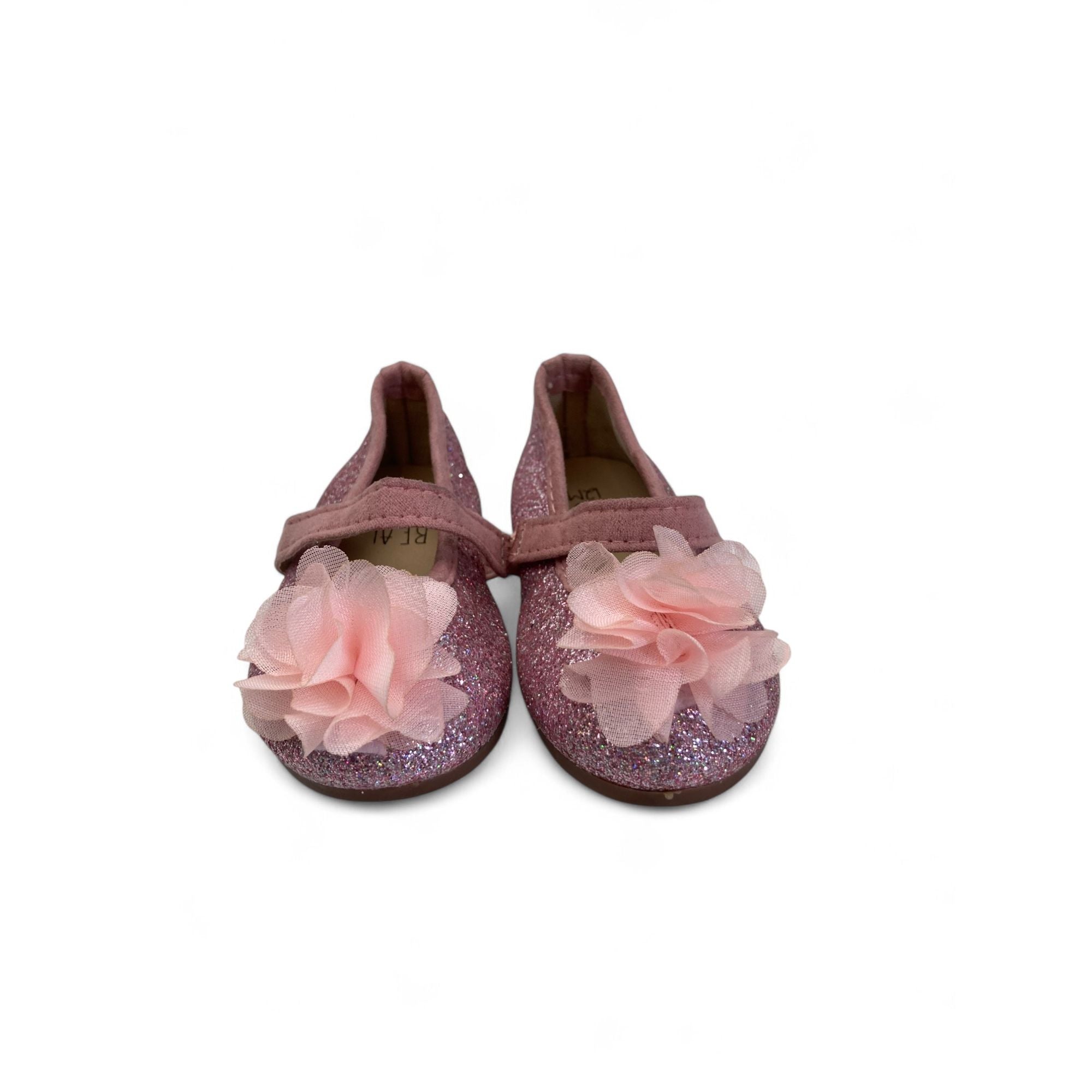 12M Pink Glitter Flower Mary Jane Pumps - Real