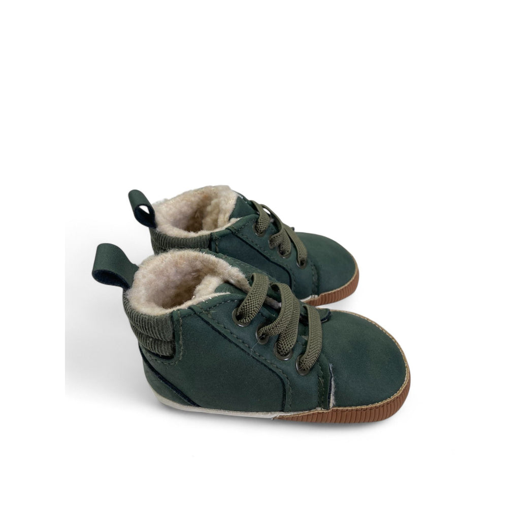 Size 0 - Green Fleece Lined Soft Sole Sneaker - Woolworths