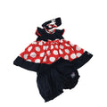 6-12M Navy & Red Dotted Dress, Bloomer & Headband - LTD